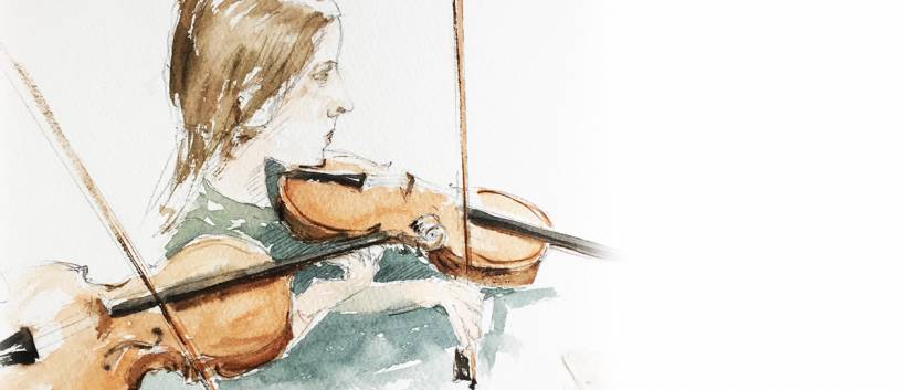 Aquarelle Violoniste François Laurens